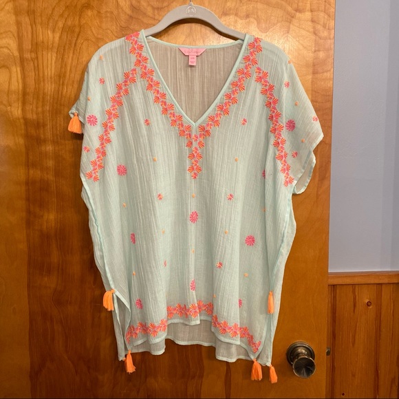 Lilly Pulitzer Tops - Lilly Pulitzer Sydney Caftan in Pool Blue